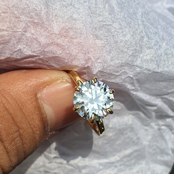 3 Ct-9.5mm Round Moissanite Engagement Ring - Picture 9 of 9